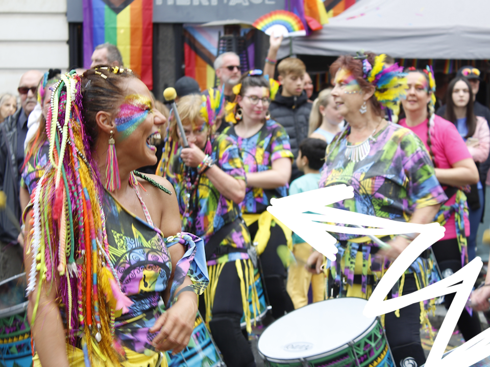 Katumba drumming at LCR Pride in 2022 (photograph).