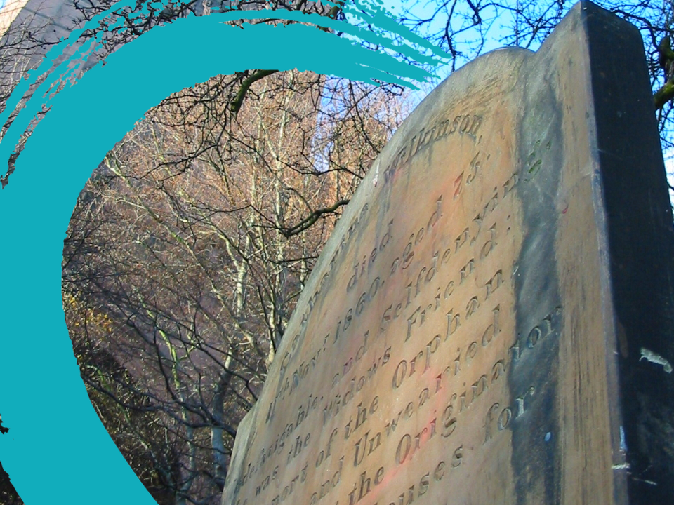 Photograph of Kitty WIlkinson's grave stone, St James Gardens, Liverpool Anglican Cathedral.